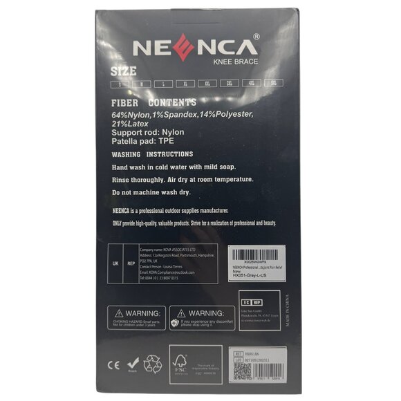 Neenca Knee Brace Sports Protection Series L Grey Nylon Latex - Picture 2 of 4